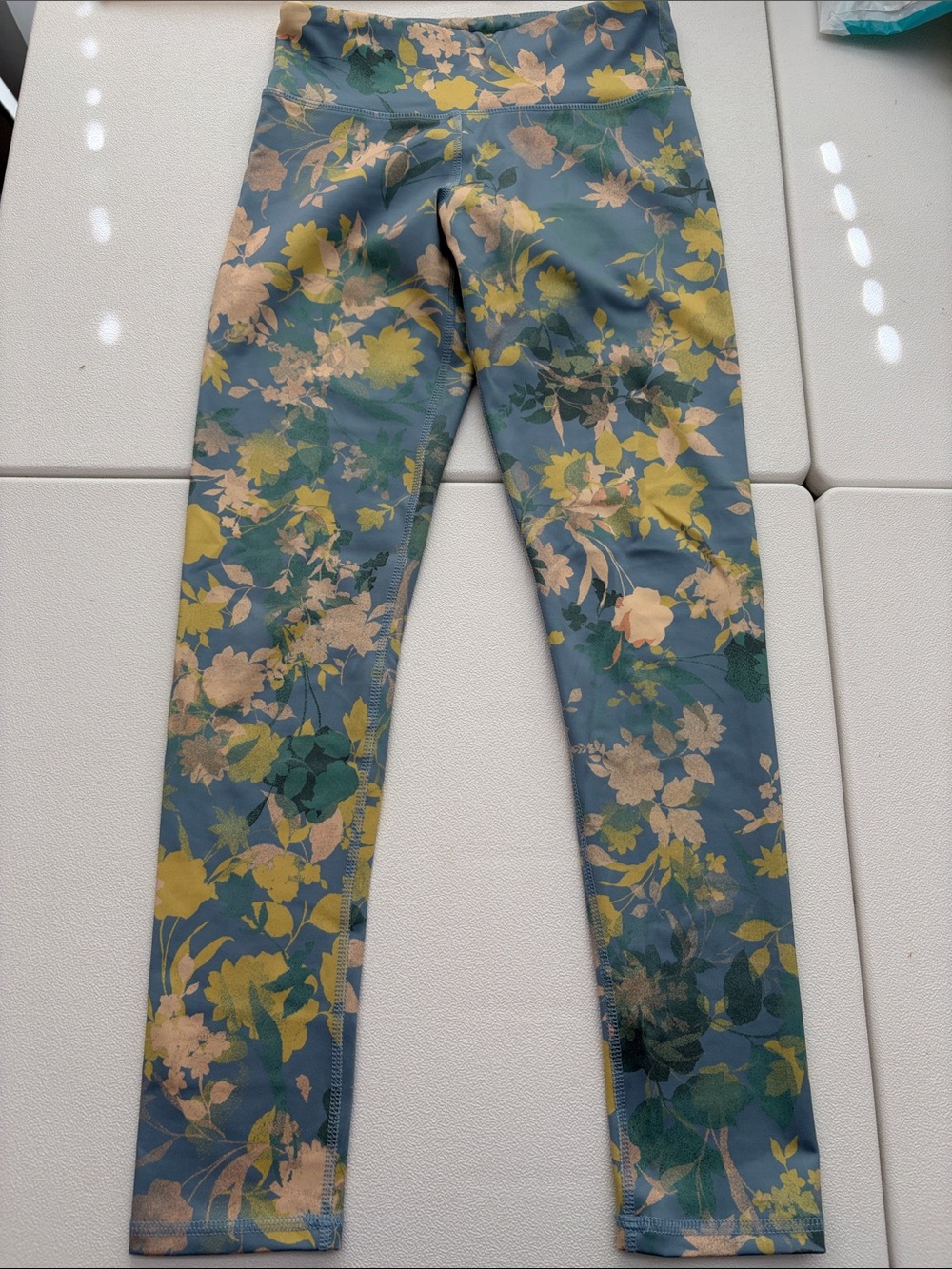 Old Navy Blue Floral Print Girls' Leggings with Yellow and Green Accents